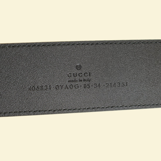 Gucci Black GG Marmont Wide Belt W/ Shiny Buckle 34-Gucci-THE CLOSET