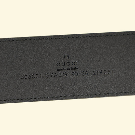 Gucci Black GG Marmont Wide Belt W/ Shiny Buckle 36-Gucci-THE CLOSET