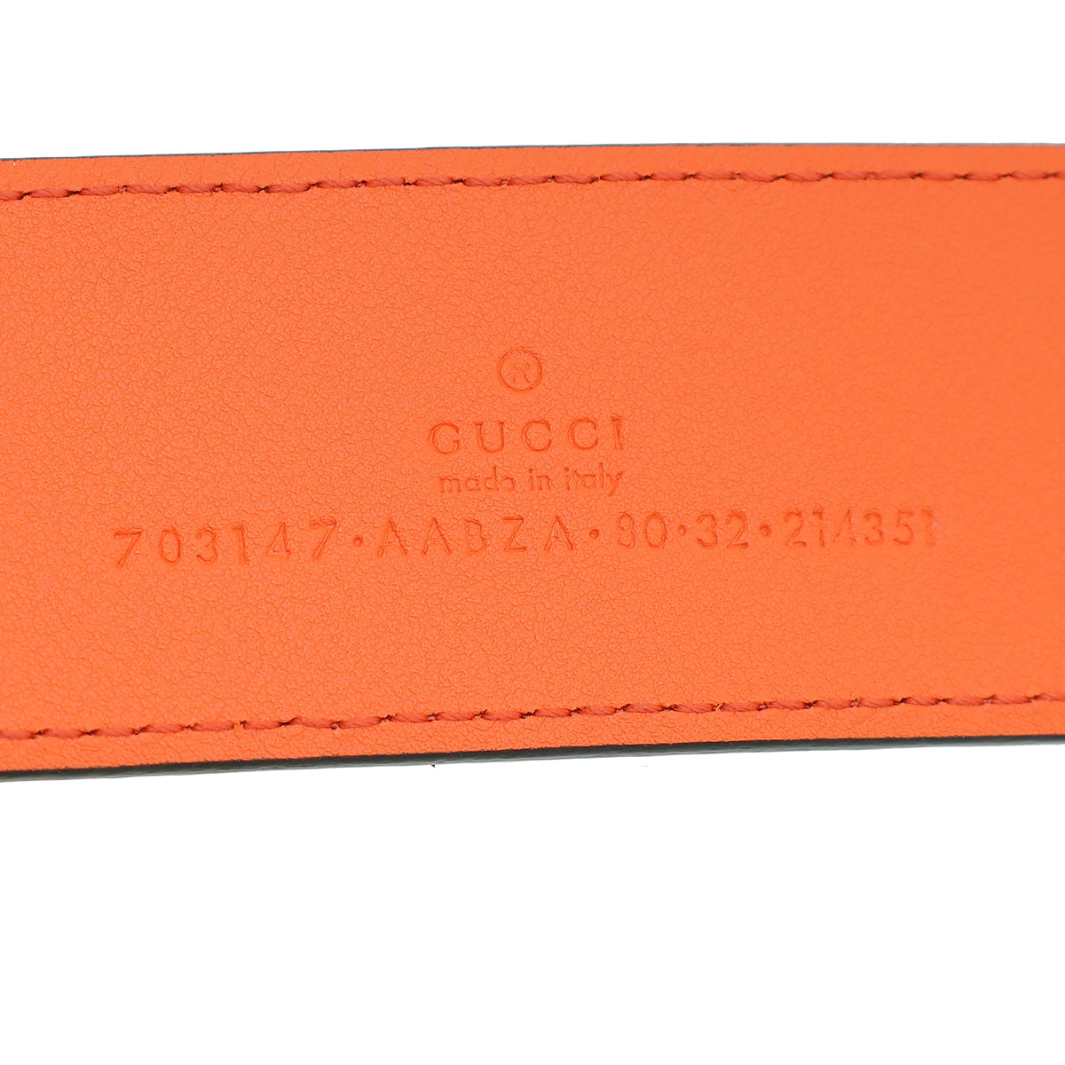 Gucci Orange GG Embossed Blondie Wide Belt 32