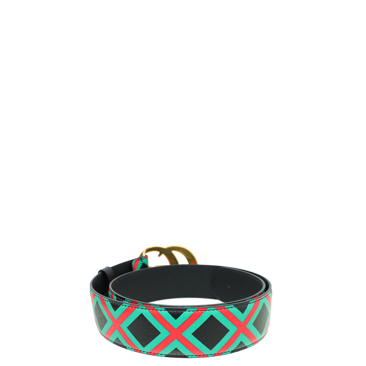 Gucci Tricolor Double G Criss Cross Print Belt 30-Gucci-THE CLOSET