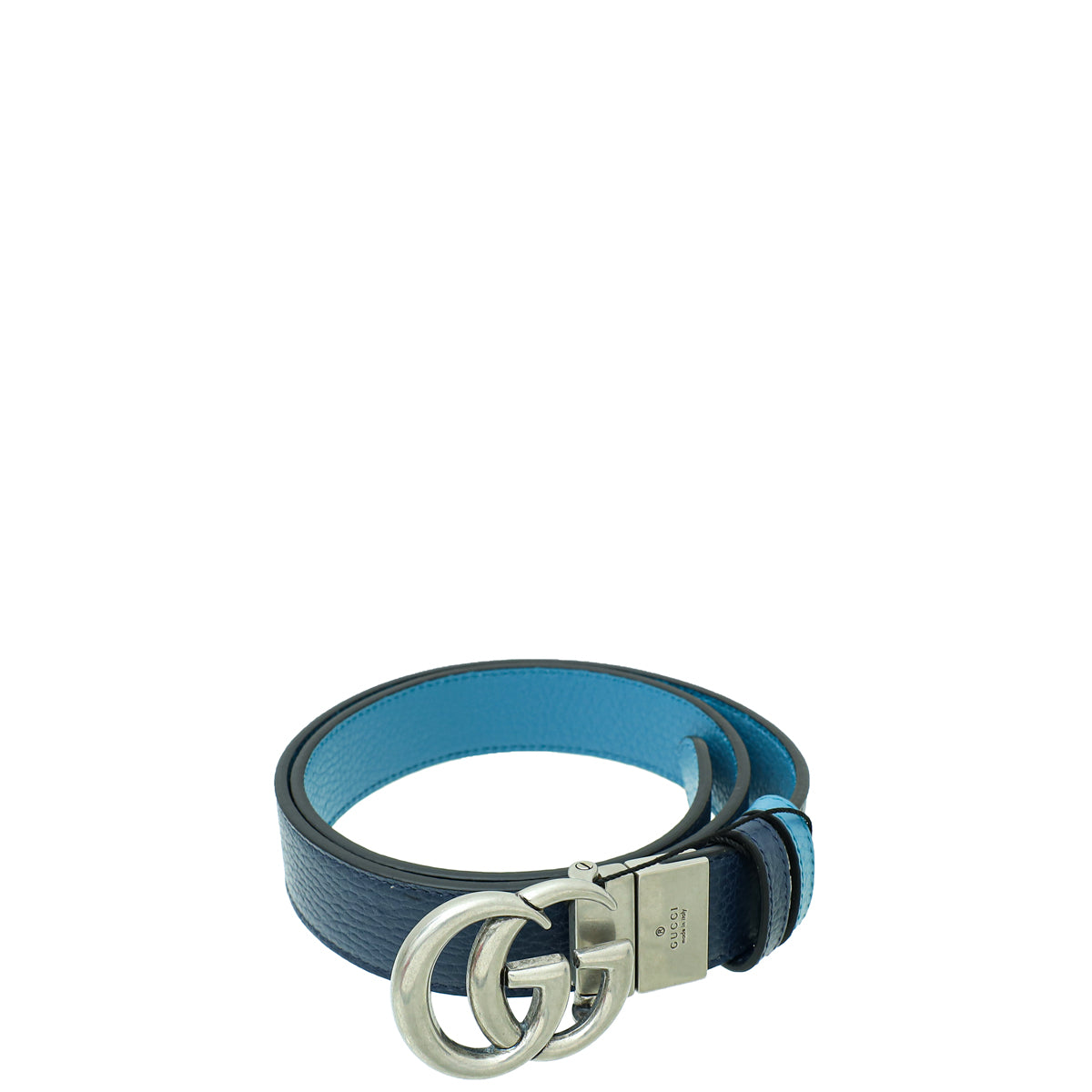 Gucci Bicolor GG Marmont Buckle Reversible Thin Belt 32