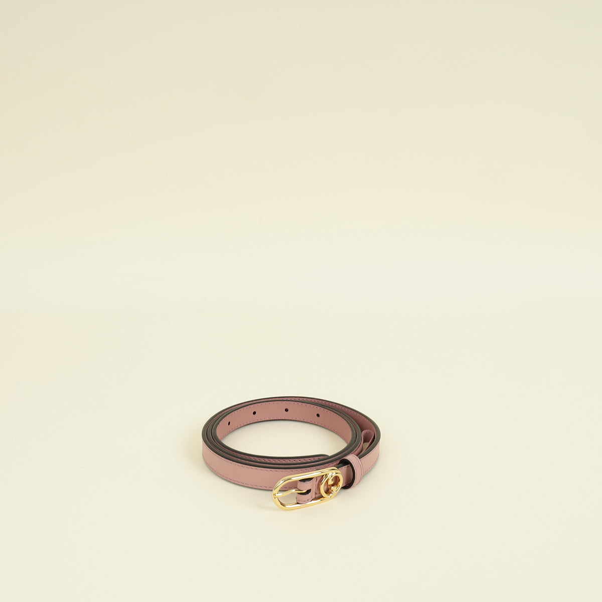 Gucci Dusty Rose Interlocking G Oval Buckle Slim Belt 34