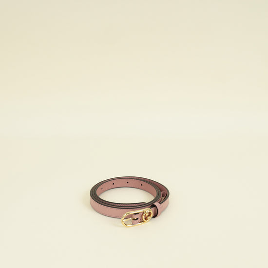 Gucci Dusty Rose Interlocking G Oval Buckle Slim Belt 34