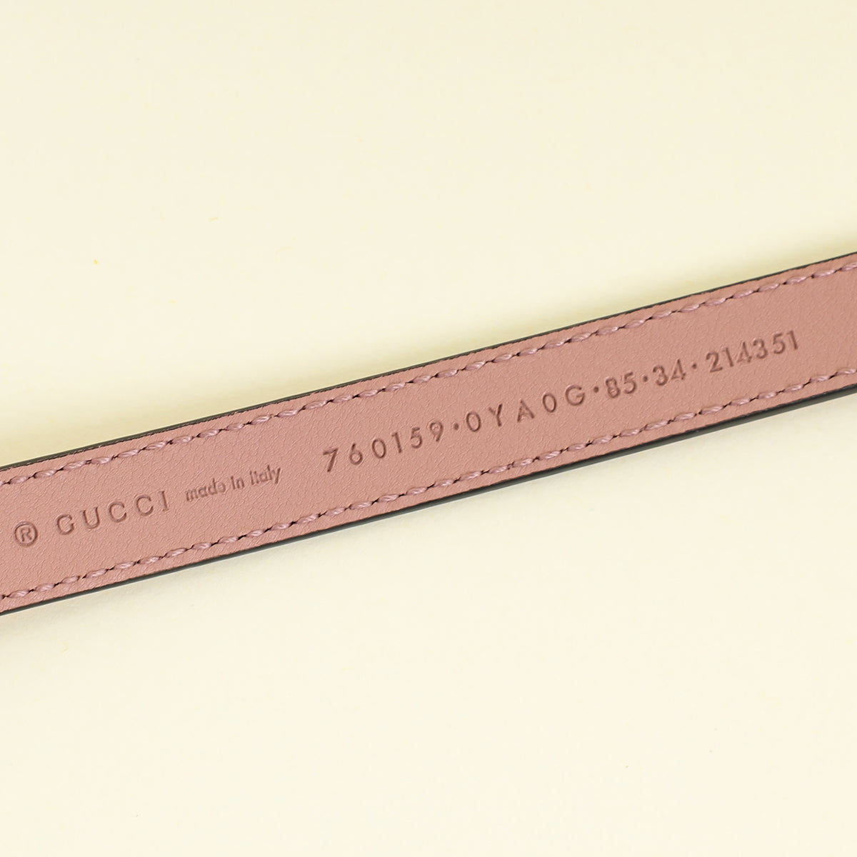 Gucci Dusty Rose Interlocking G Oval Buckle Slim Belt 34