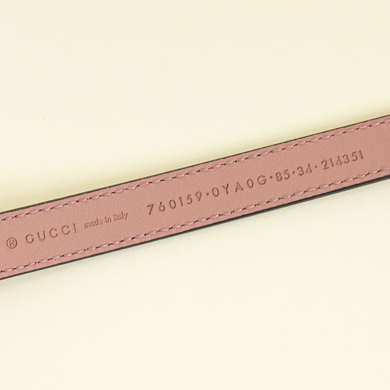 Gucci Dusty Rose Interlocking G Oval Buckle Slim Belt 34