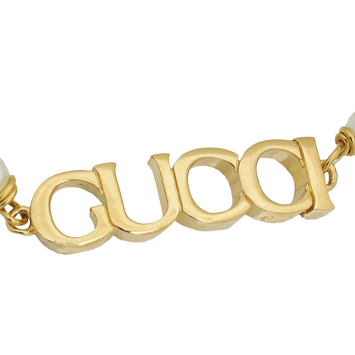 Gucci Gold Logo-Lettering With Pearl Bracelet