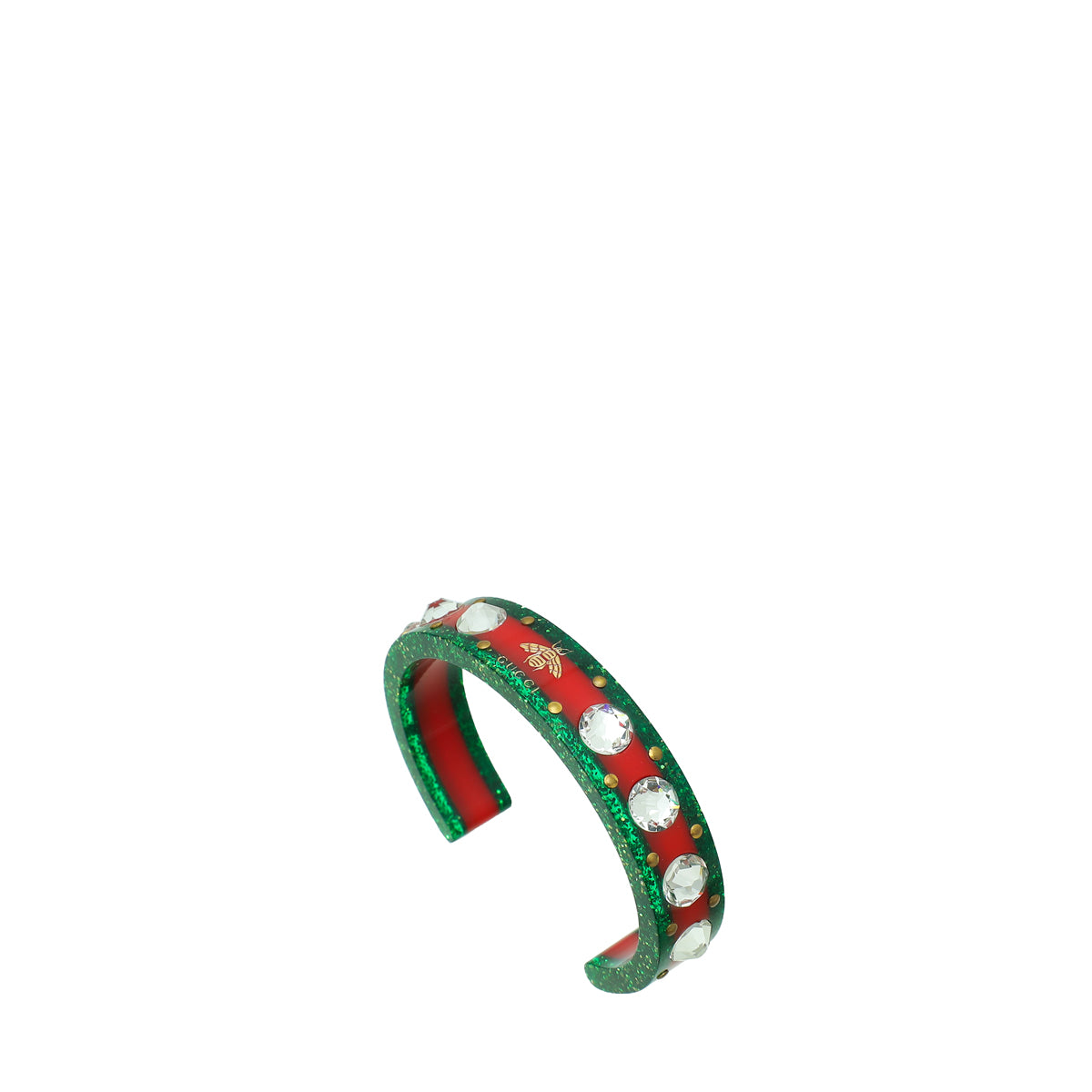 Gucci Bicolor Crystal Resin Bee Web Cuff 16-Gucci-THE CLOSET