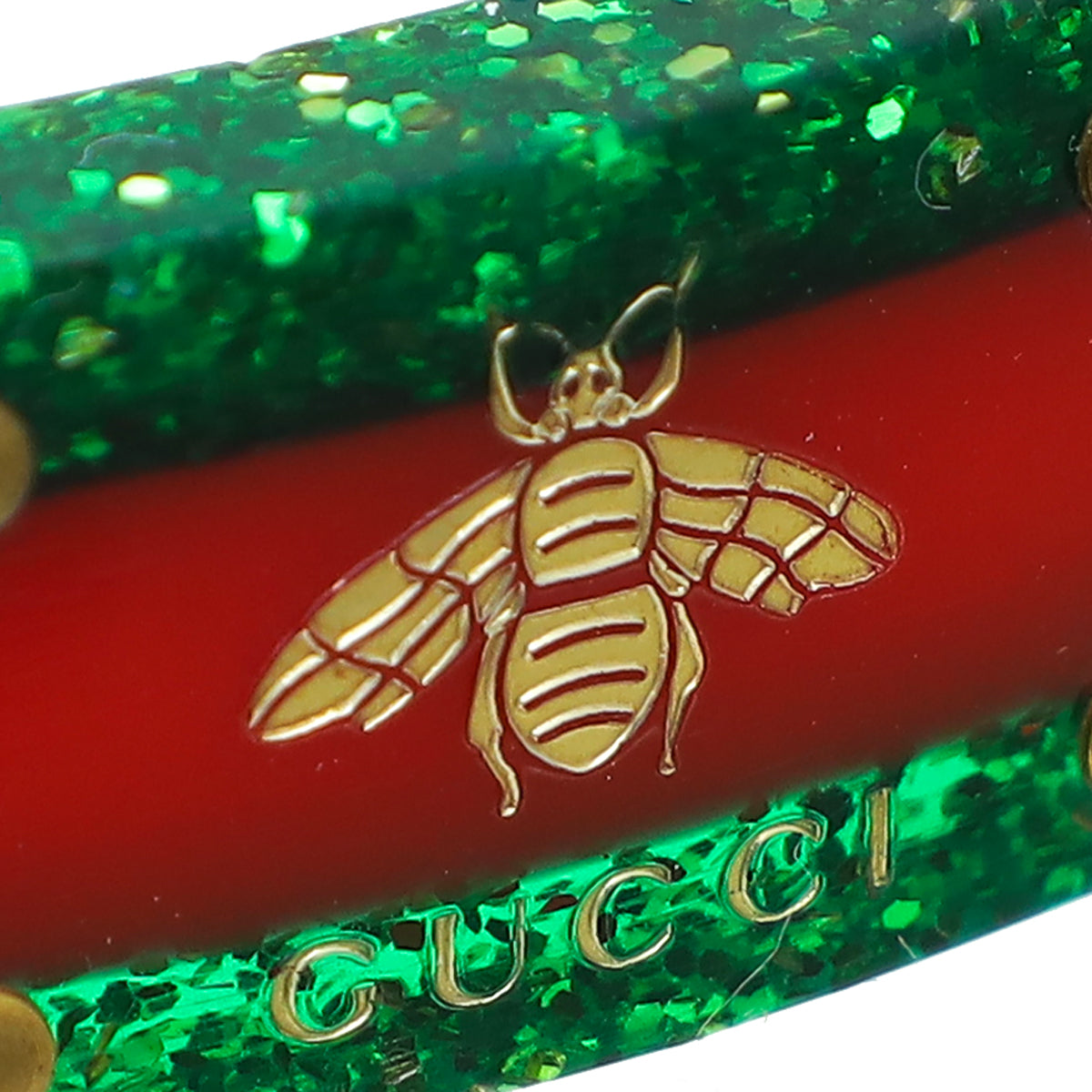 Gucci Bicolor Crystal Resin Bee Web Cuff 16