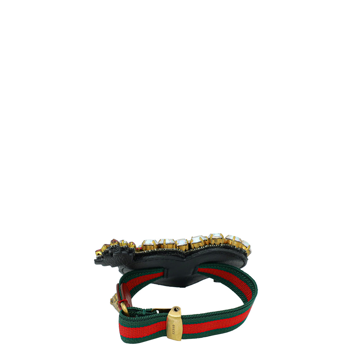 Gucci Bicolor Crystal Heart Web Bracelet-Gucci-THE CLOSET