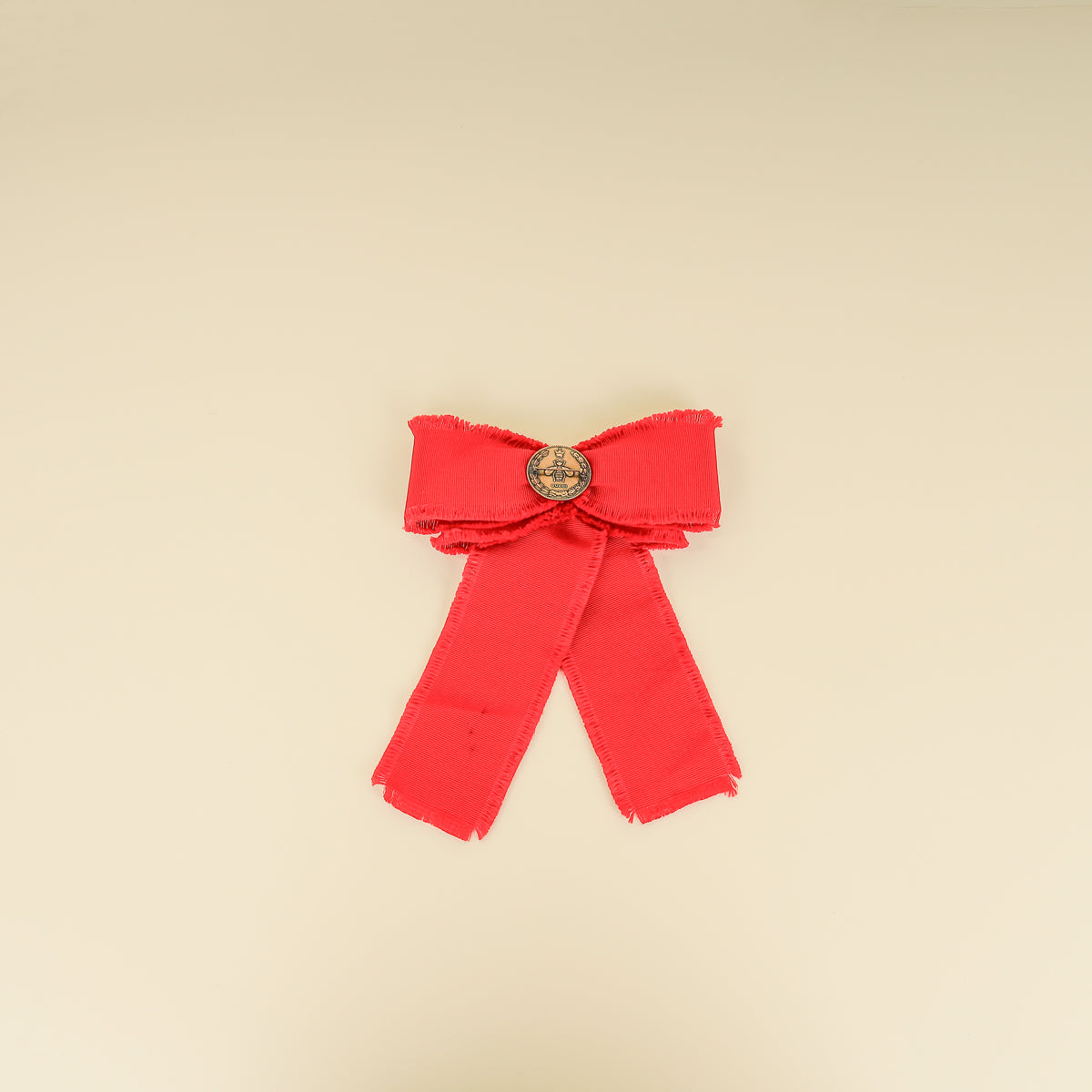 Gucci Red Grosgrain Crystal Bow Brooch-Gucci-THE CLOSET