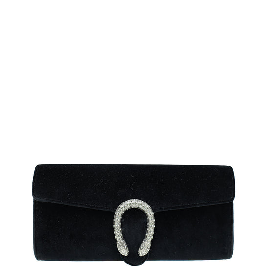 Gucci Black Velvet Dionysus Crystal Clutch