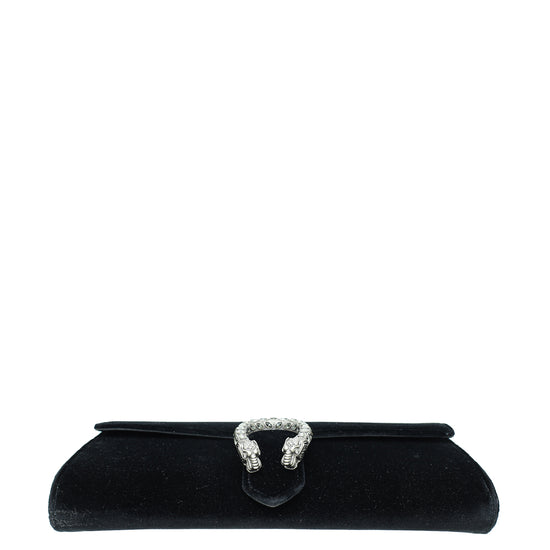 Gucci Black Velvet Dionysus Crystal Clutch