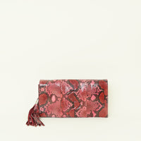 Gucci Red Multicolor Python Soho Tassel Clutch