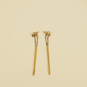 Gucci 18K Yellow Gold Running G Drop Long Earrings