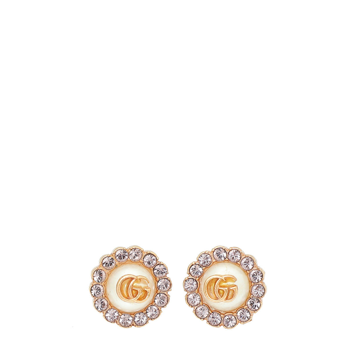 Gucci Gold Crystal-Embellished GG Stud Earrings-Gucci-THE CLOSET