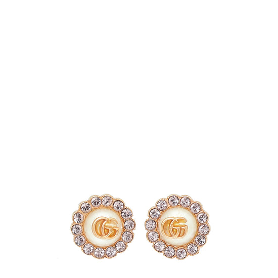 Gucci Gold Crystal-Embellished GG Stud Earrings