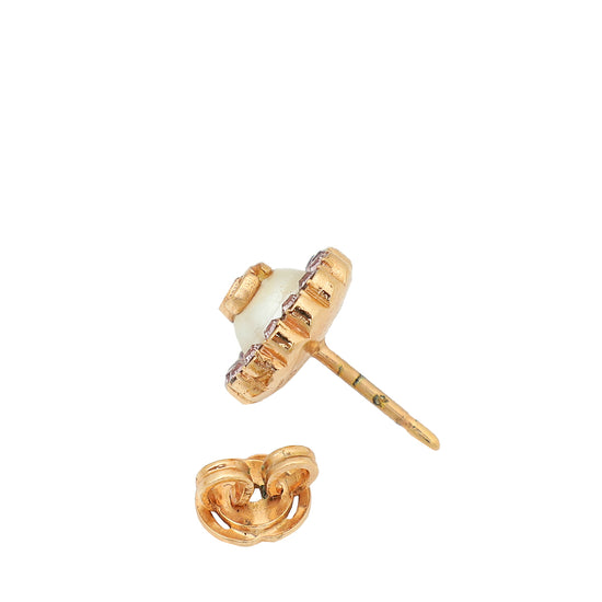 Gucci Gold Crystal-Embellished GG Stud Earrings