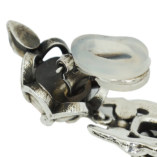 Load image into Gallery viewer, Gucci Silver Crystal Drop Clip On Earrings
