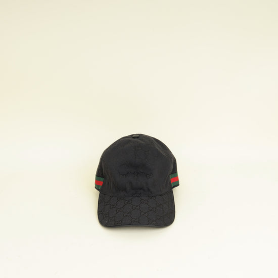 Gucci Black GG Web Baseball Hat