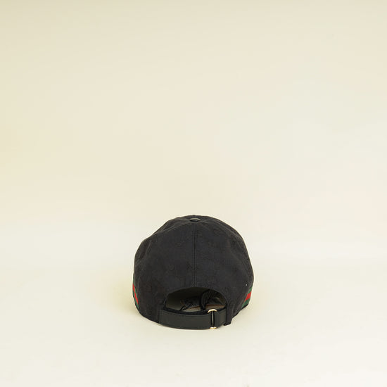 Gucci Black GG Web Baseball Hat