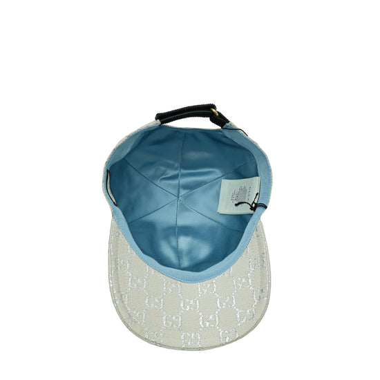 Gucci Metallic Light Grey GG Lame Rush Large Baseball Hat