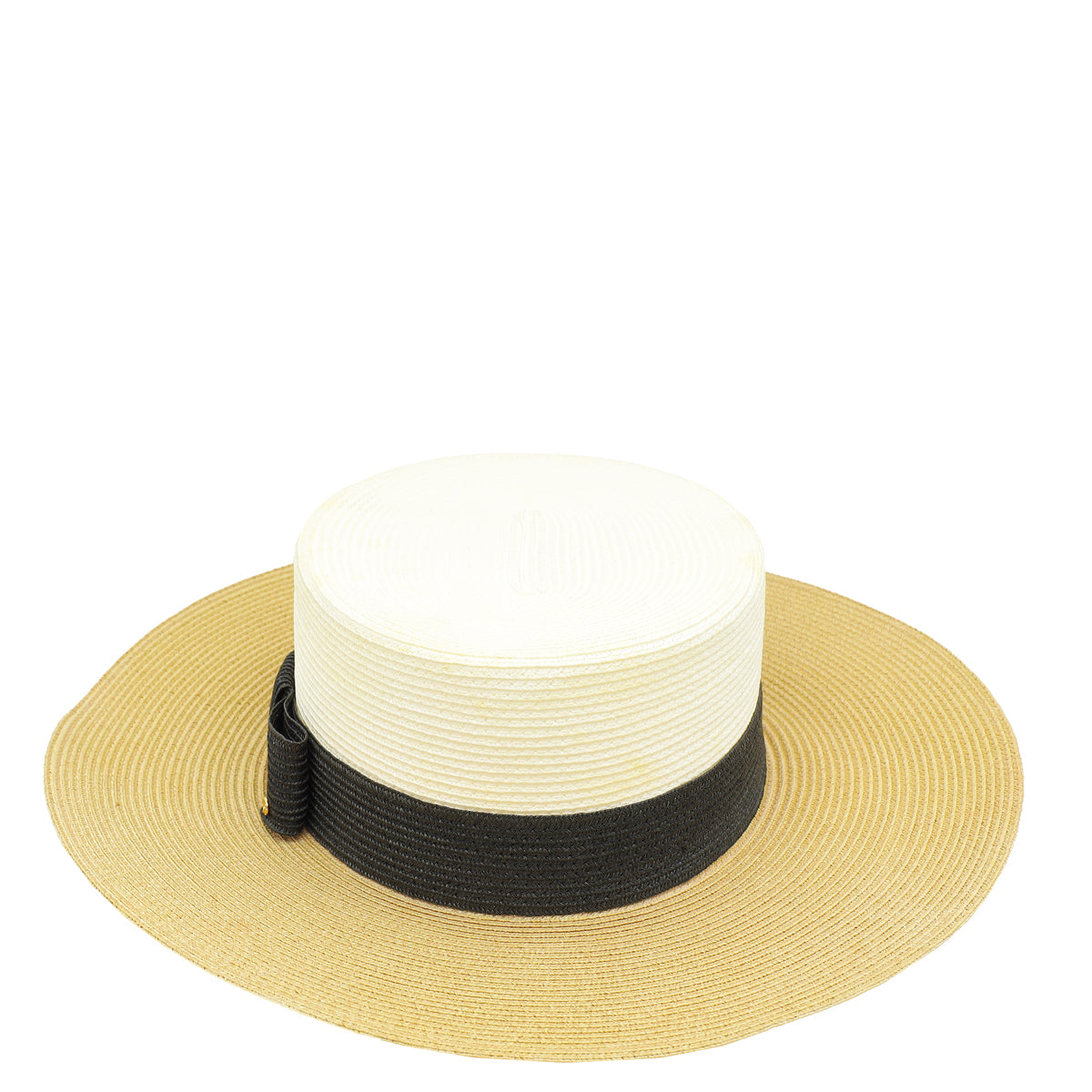 Gucci Bicolor GG Bow Embellished Straw Hat