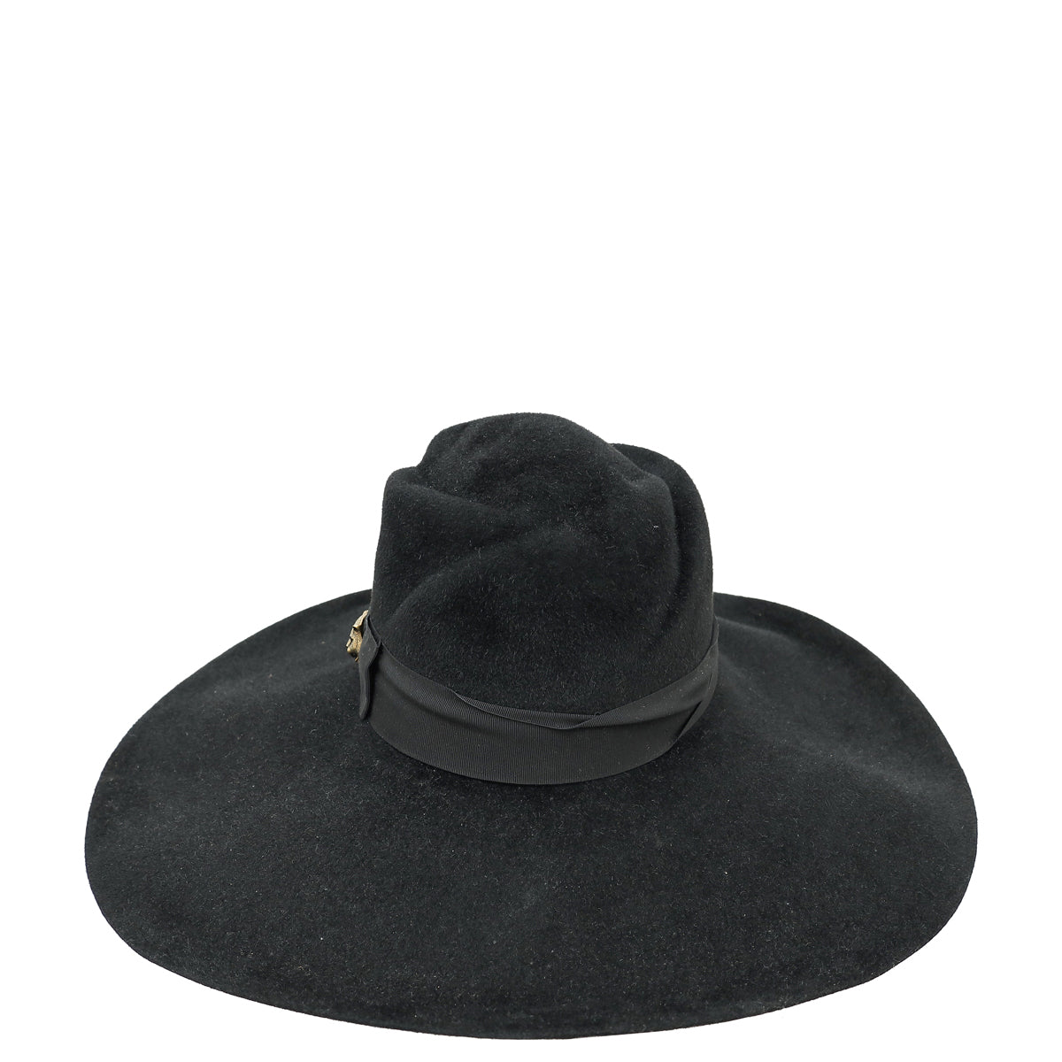 Gucci Black Feline Head Wide Brim Hat-Gucci-THE CLOSET