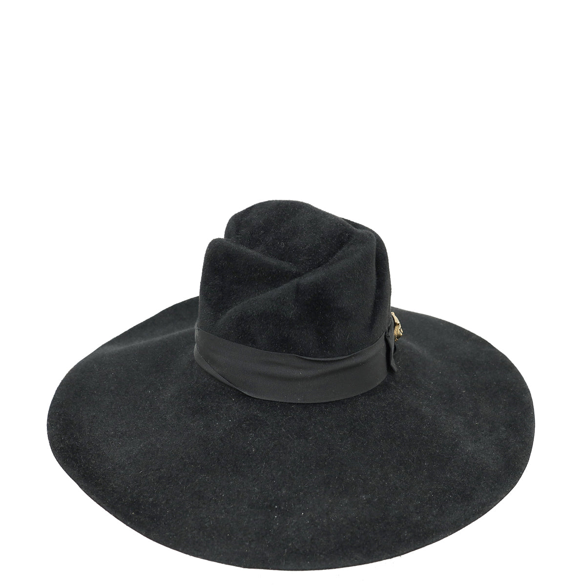 Gucci Black Feline Head Wide Brim Hat