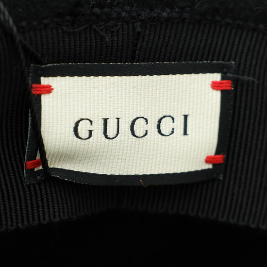 Gucci Black Feline Head Wide Brim Hat