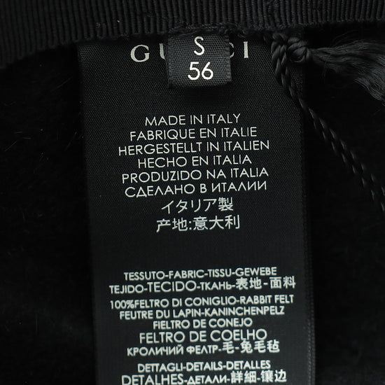 Gucci Black Feline Head Wide Brim Hat