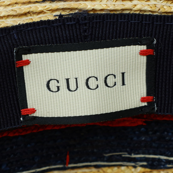 Gucci Tricolor Woven Straw Bucket Hat