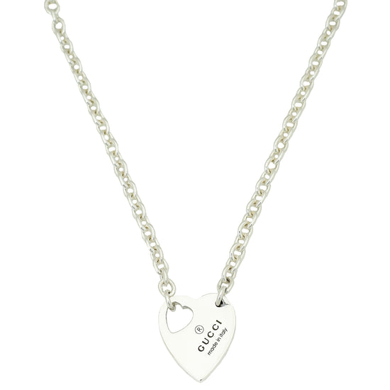 Gucci Sterling Silver Heart Pendant Necklace