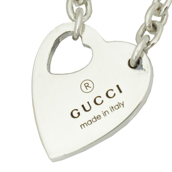 Gucci Sterling Silver Heart Pendant Necklace