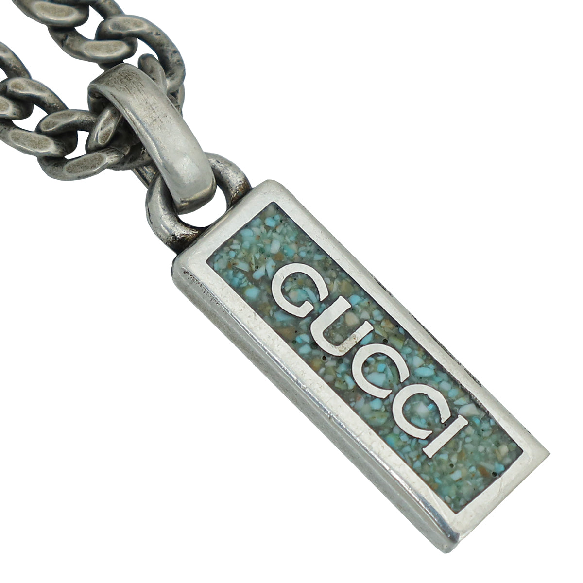 Gucci Silver Logo Enamel Pendant Necklace-Gucci-THE CLOSET