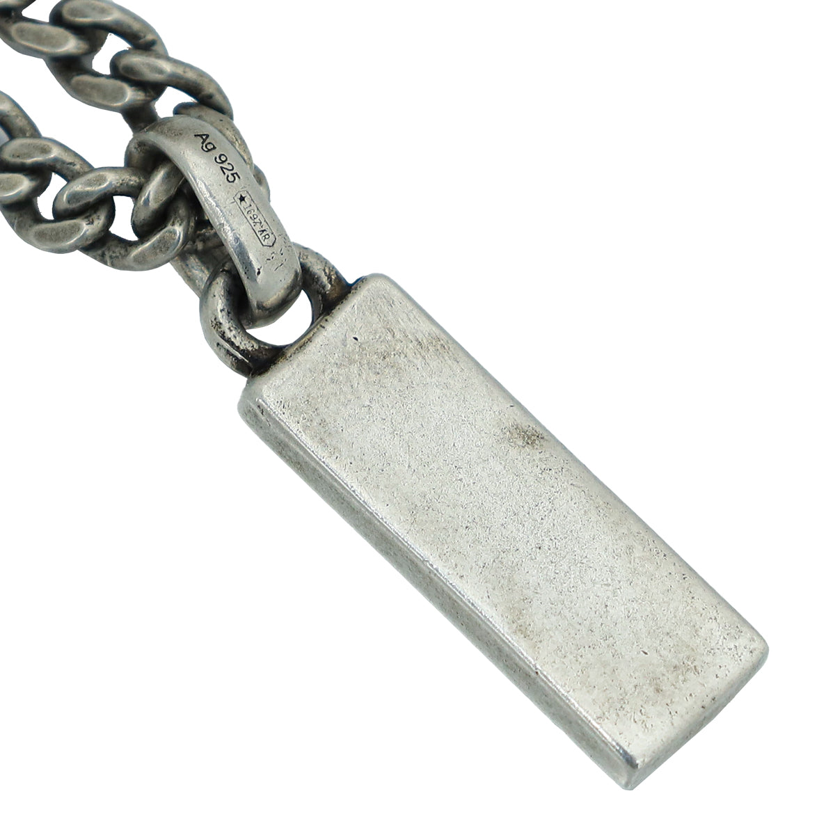 Gucci Silver Logo Enamel Pendant Necklace