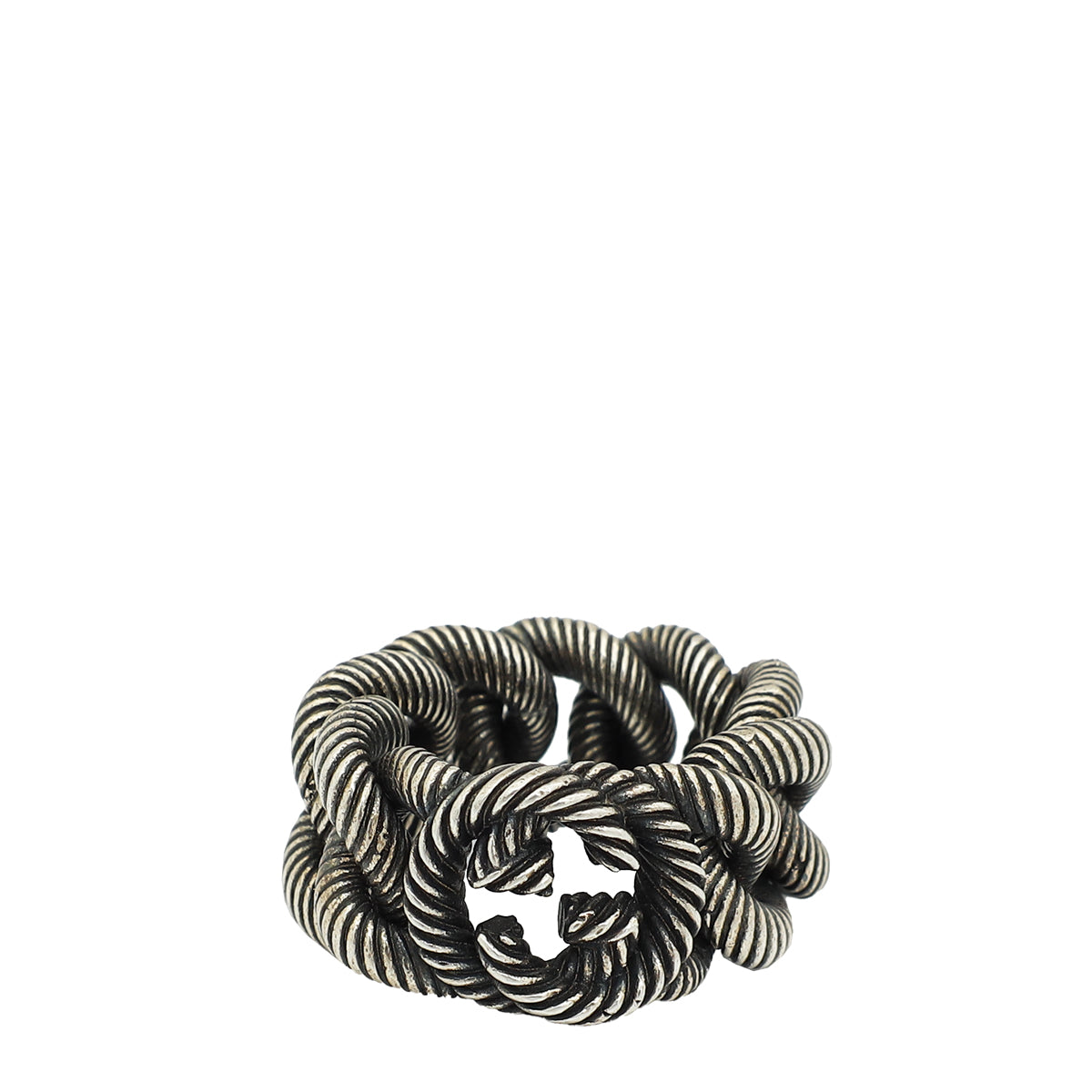 Gucci Sterling Silver Interlocking G Chain Links Men's Ring 58-Gucci-THE CLOSET