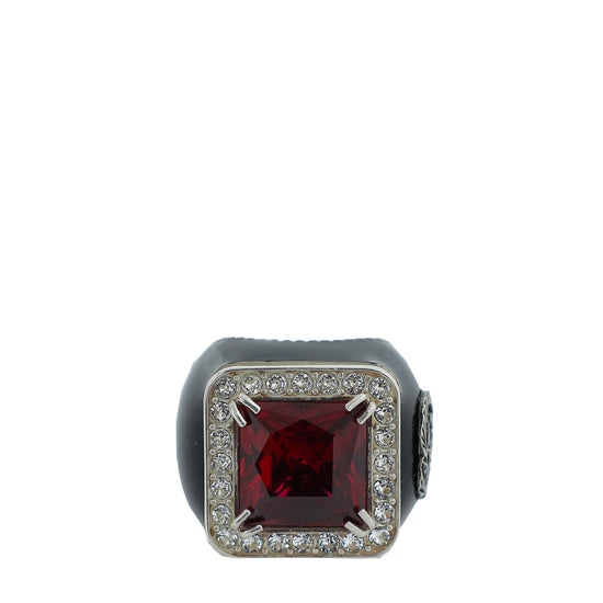 Gucci Multicolor GG Synthetic Ruby Signet Ring