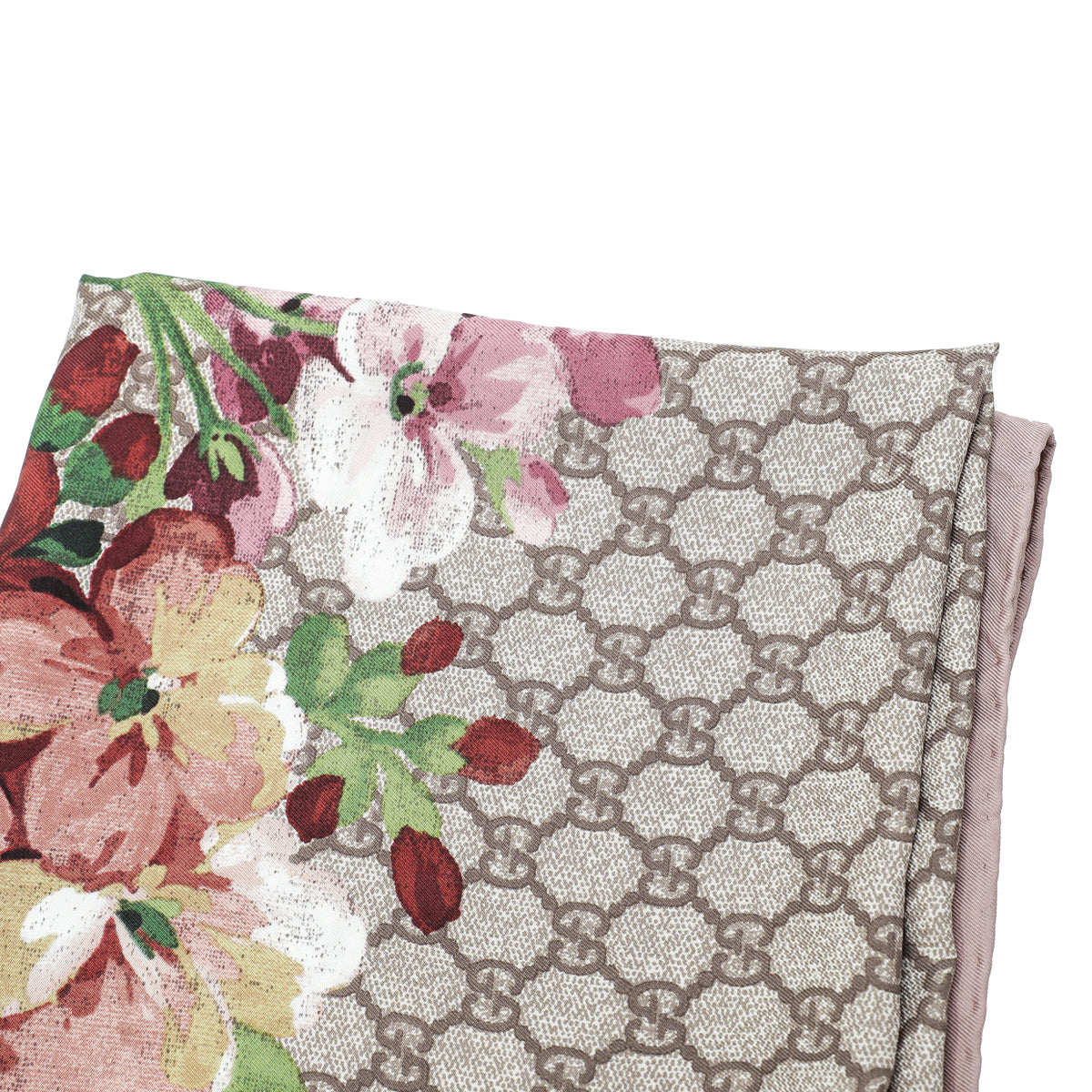 Gucci Antique Rose Multicolor GG Blooms Print Silk Scarf