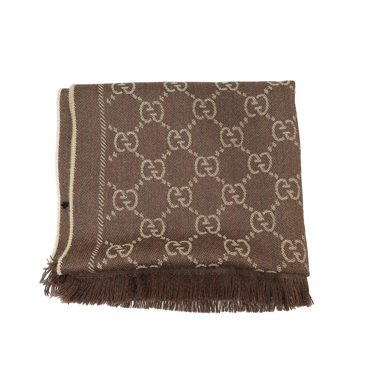 Gucci Brown GG Jacquard Pattern Knitted Scarf-Gucci-THE CLOSET