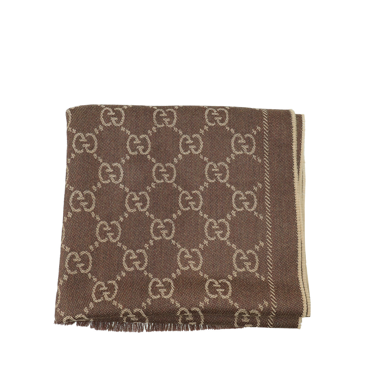 Gucci Brown GG Jacquard Pattern Knitted Scarf-Gucci-THE CLOSET