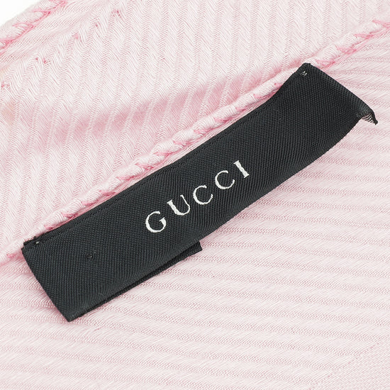 Gucci Pink Interlocking G Wool Silk Scarf