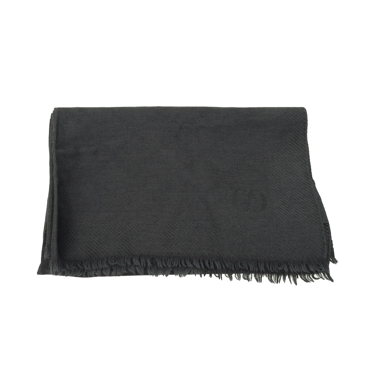 Gucci Black Interlocking G Wool Silk Scarf-Gucci-THE CLOSET
