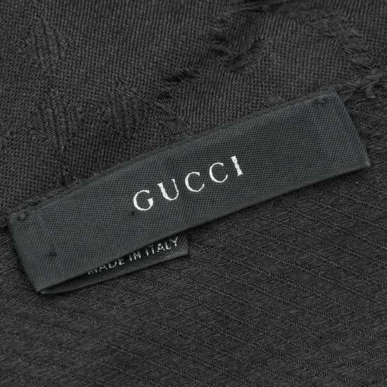 Gucci Black Interlocking G Wool Silk Scarf