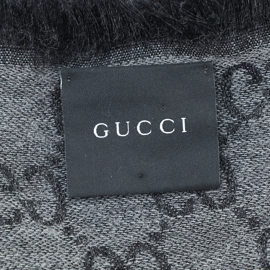 Gucci Grey GG Wool Jacquard Shawl