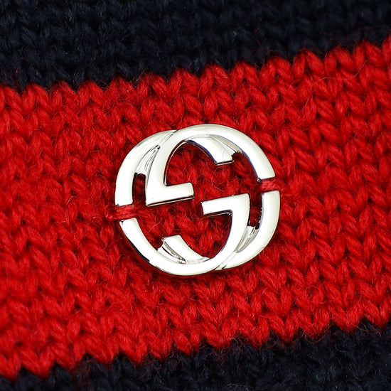 Gucci Bicolor Interlocking G Muffler Knit Wool Scarf