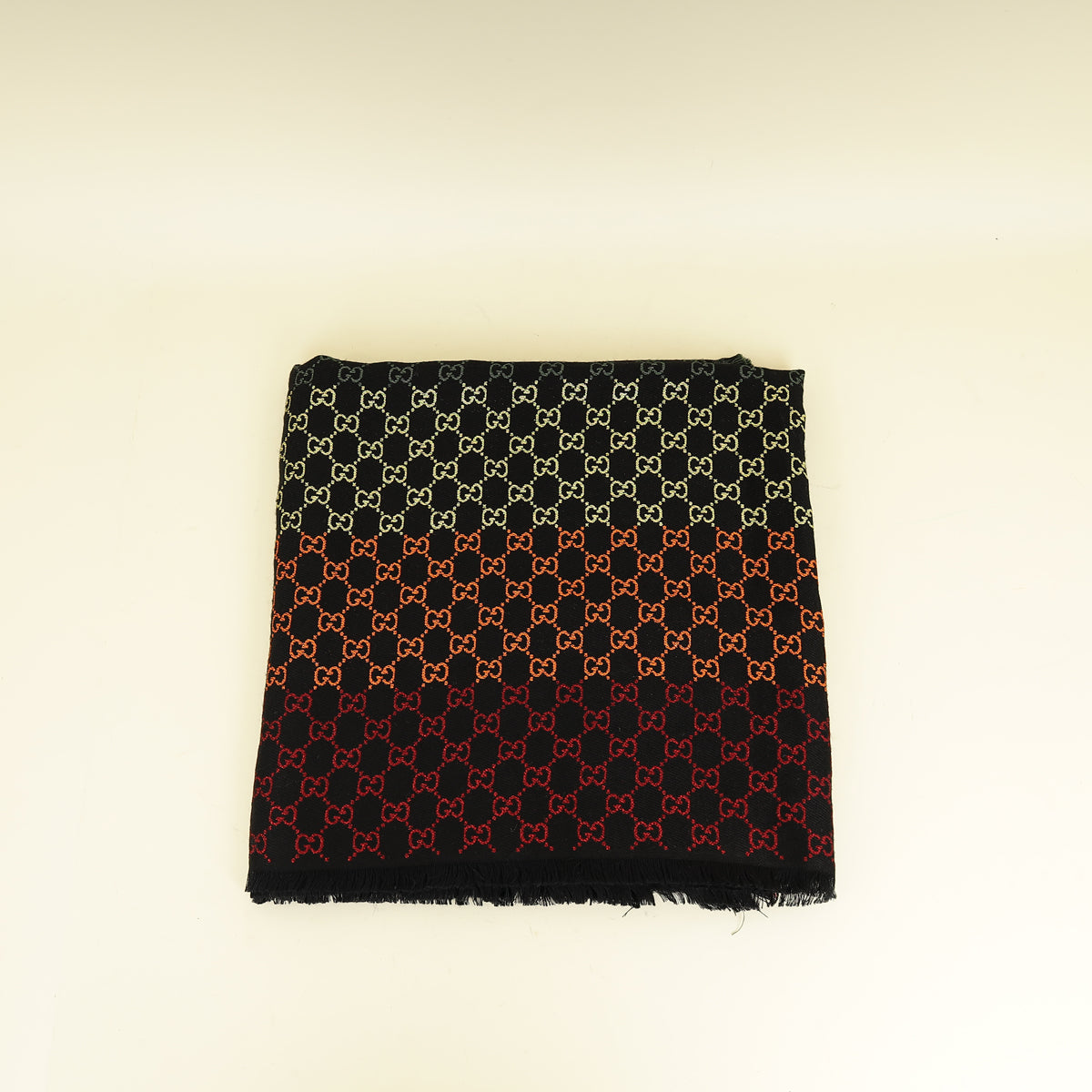 Gucci Black Multicolor Rainbow GG Wool Lane Scarf 130