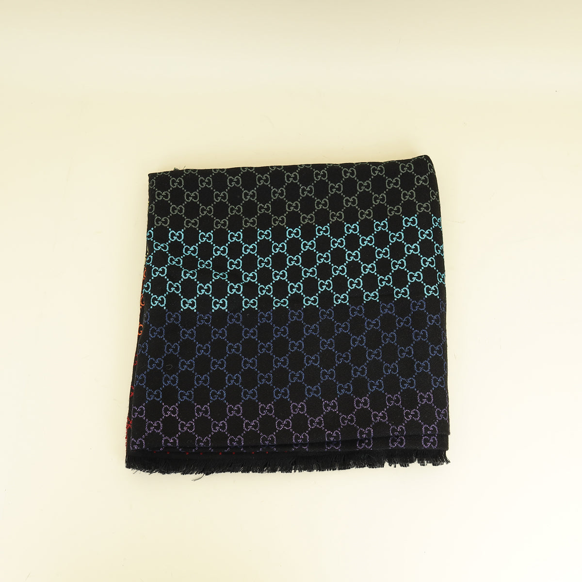 Gucci Black Multicolor Rainbow GG Wool Lane Scarf 130