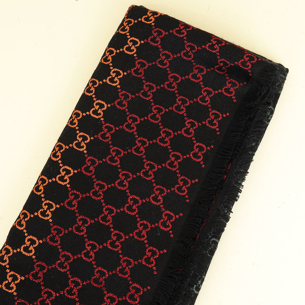 Gucci Black Multicolor Rainbow GG Wool Lane Scarf 130