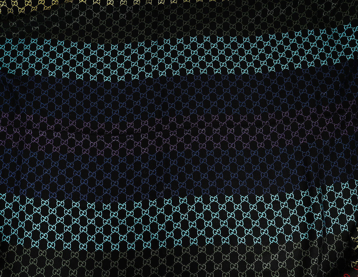 Gucci Black Multicolor Rainbow GG Wool Lane Scarf 130