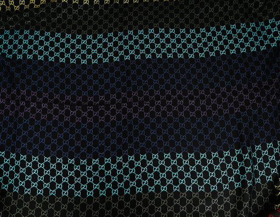 Gucci Black Multicolor Rainbow GG Wool Lane Scarf 130
